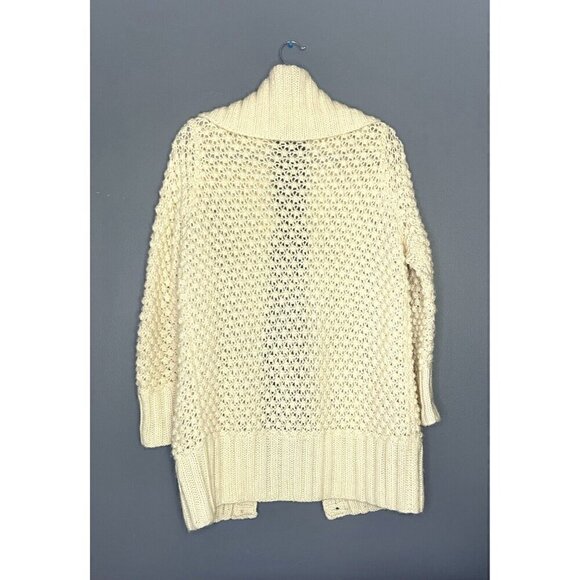 Talbots Crochet Cardigan Sweater M Chunky Knit Alpaca  Shawl Collar Cottagecore - Picture 6 of 7